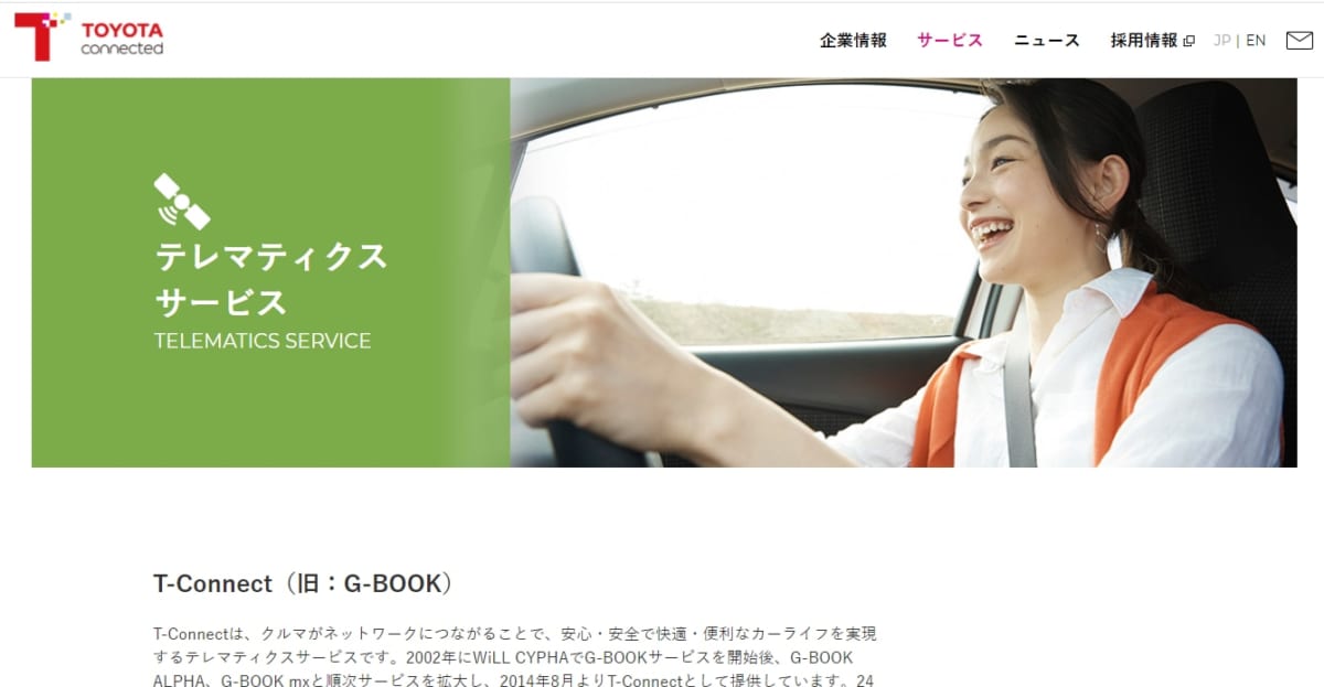 テレマティクスサービスのLP