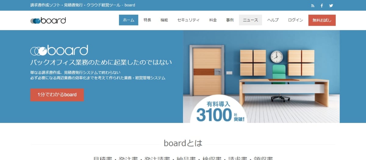 boardのサービスLP