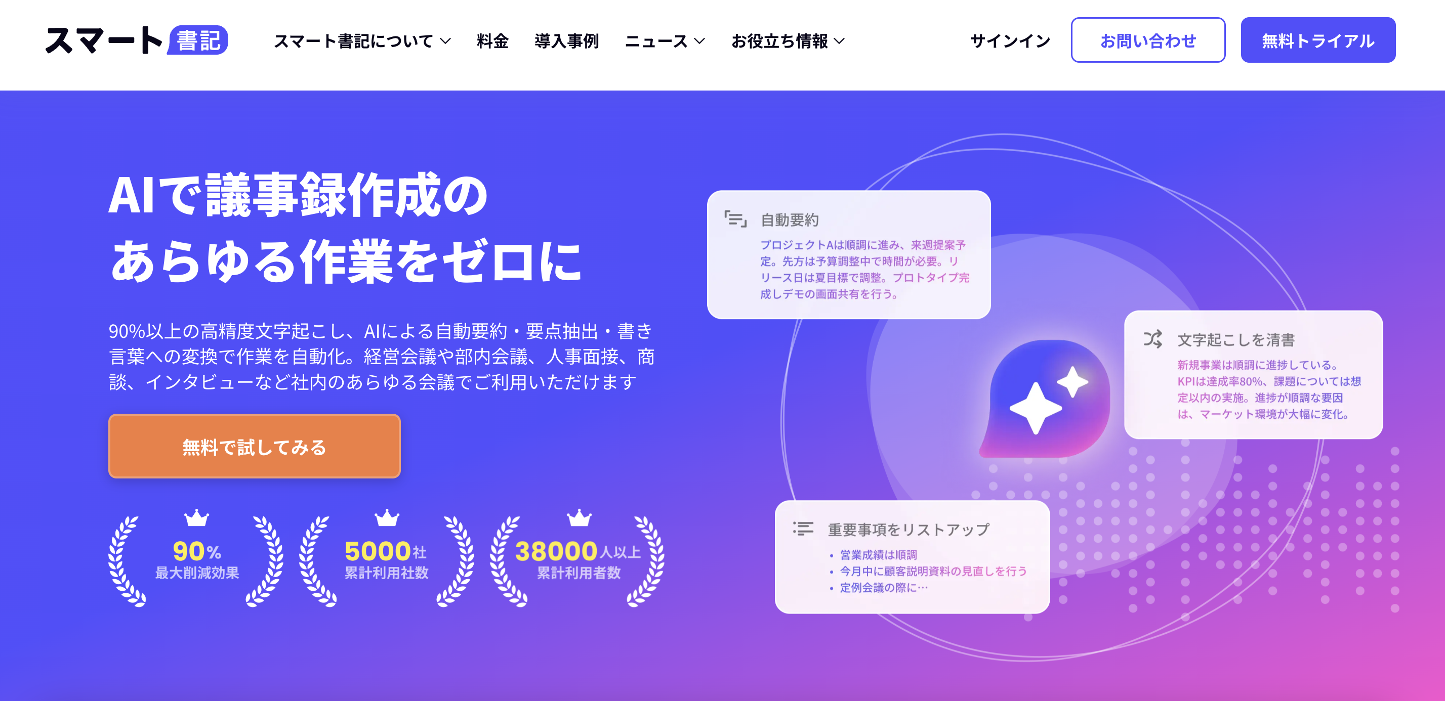 スマート書記の公式サイトの画像