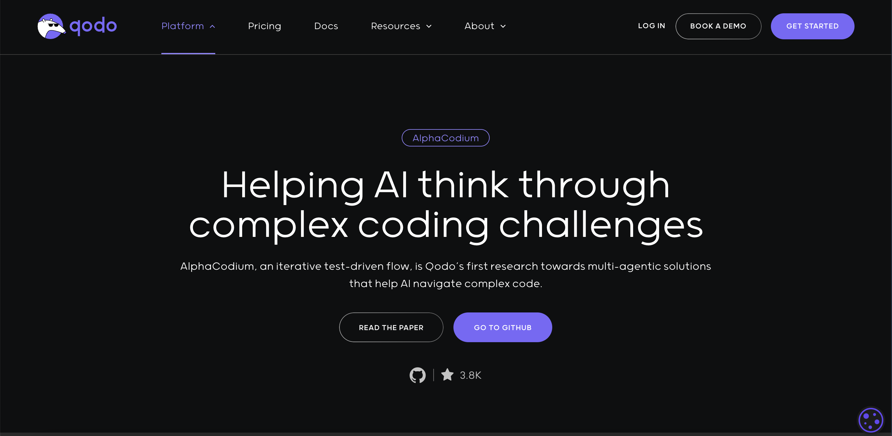 AlphaCodiumの公式サイトの画像