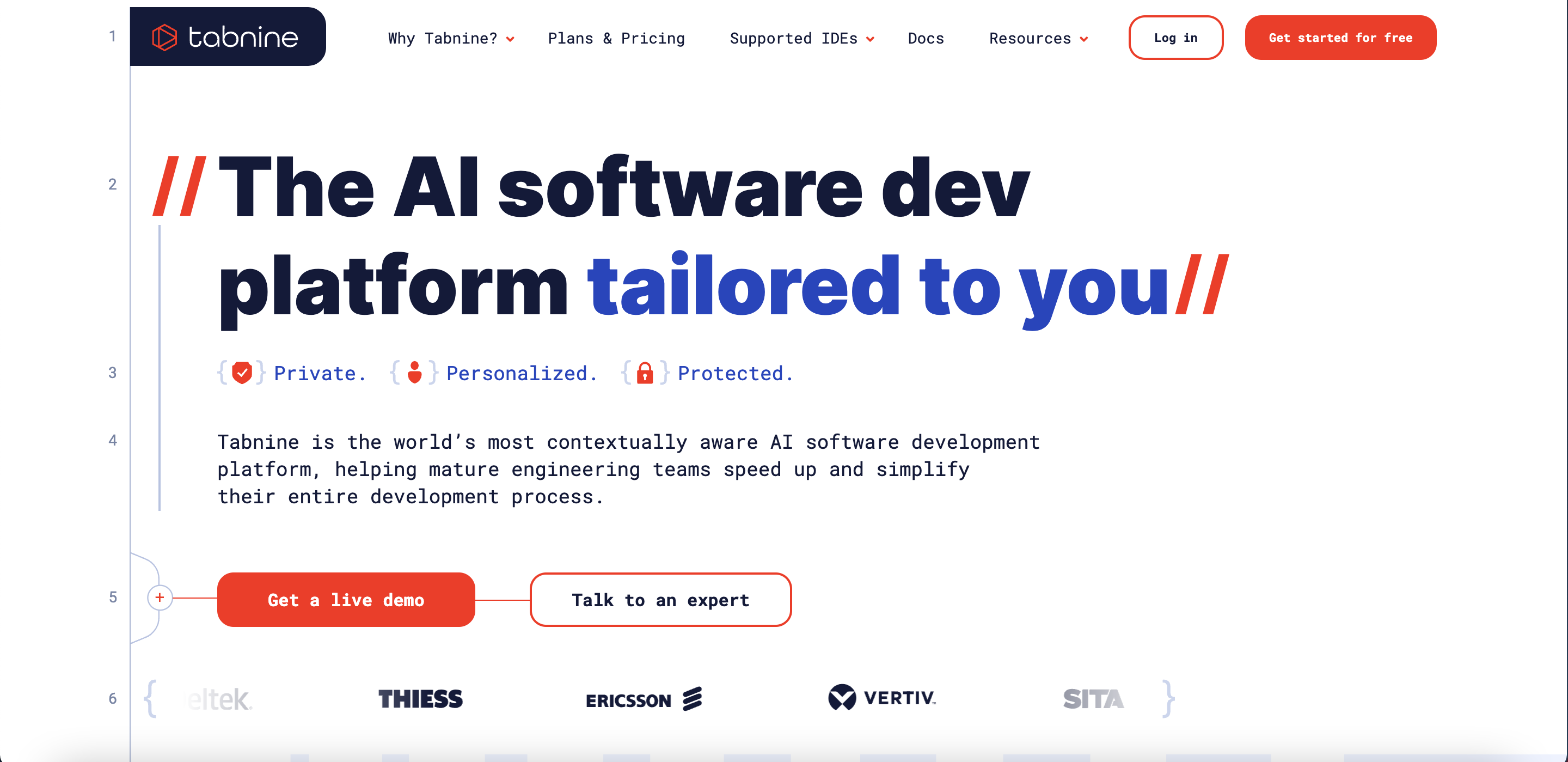 Tabnineの公式サイトの画像