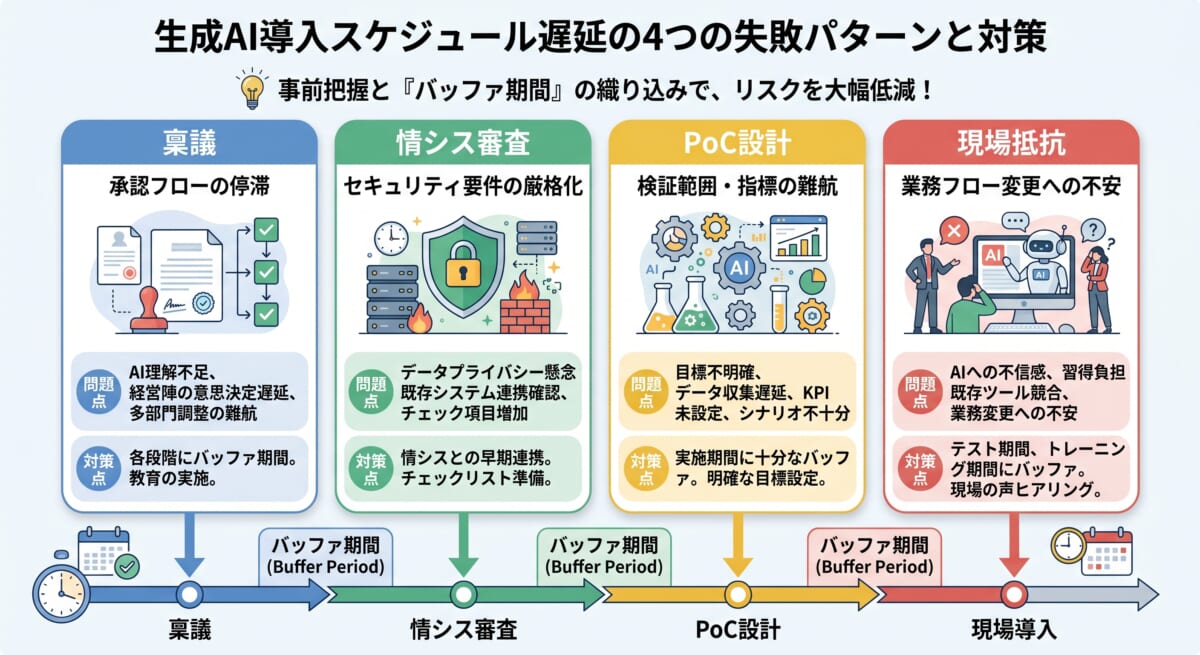 生成AI導入スケジュールが遅延する4つの失敗パターン